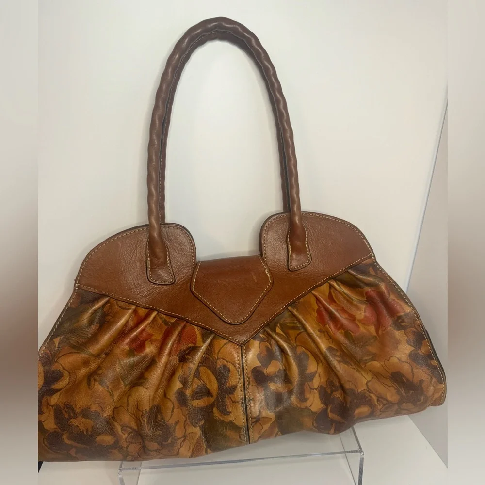 Patricia Nash Lione Heritage Multi Color Floral Print Large Leather Shoulder Bag - Picture 4 of 14